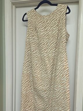 Calvin Klein Beige and Cream Zebra-Print Midi Dress